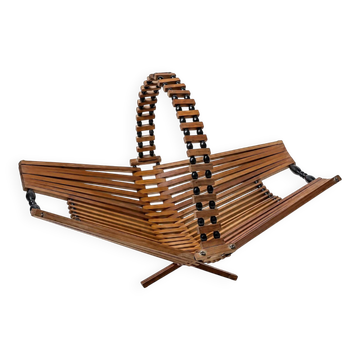 Corbeille à fruits vintage en bois des années 1960– design Mid-Century