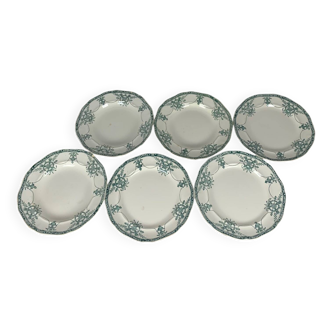Set of 3 flat and deep plates, "Compiègne" model, Longwy, green
