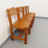 Set of 4 vintage pine chairs from the 70s