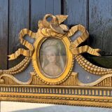 Large Mirror with Entwined Doves, Louis XVI, Gilded and Painted Wood, 18th Century