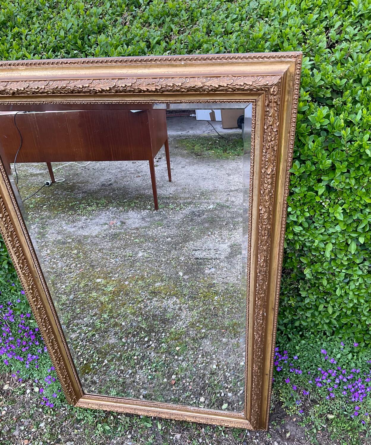 Old plastered and gilded wooden mirror 138x84