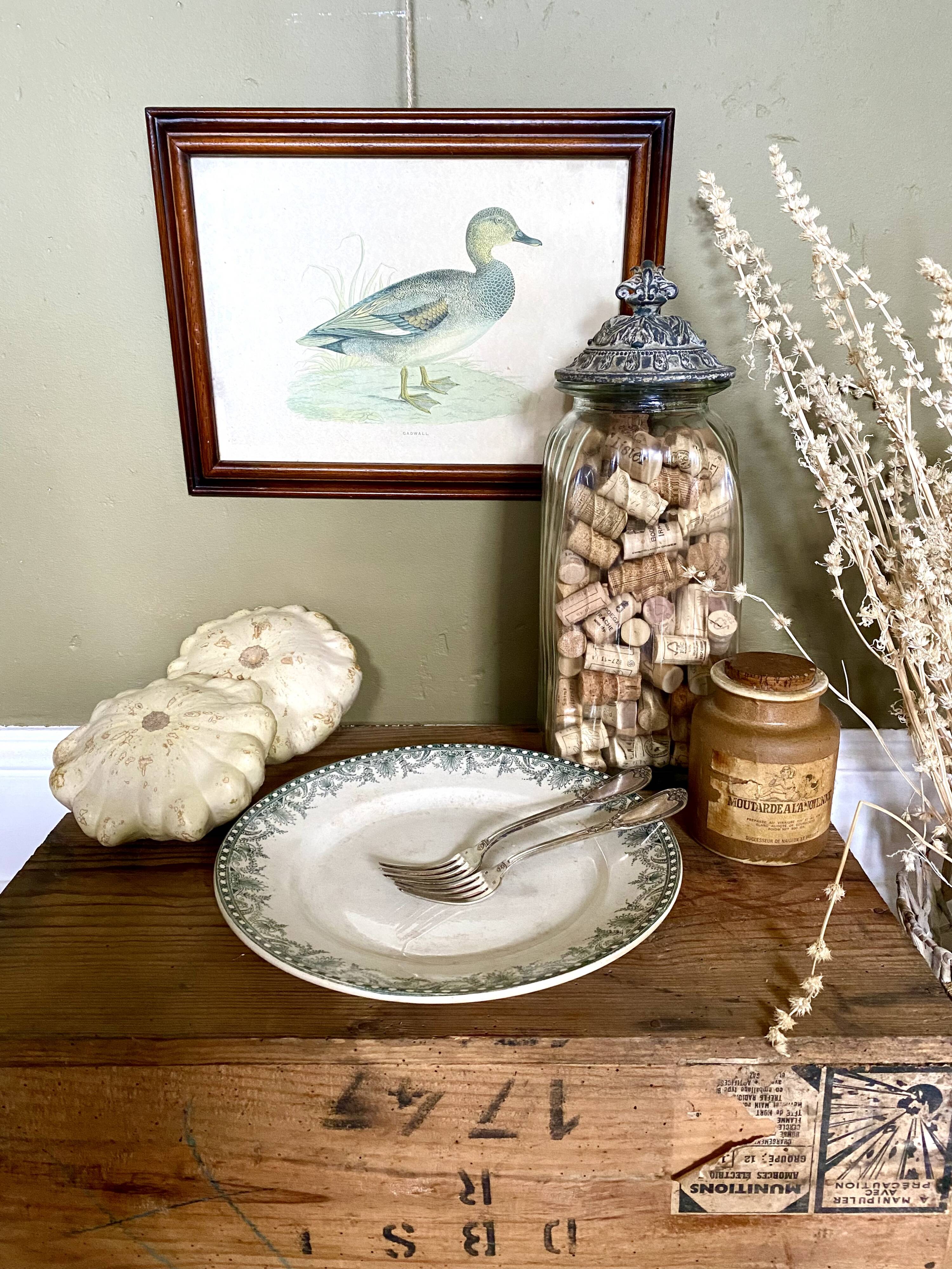 Old earthenware dish Moulin des loups and Hamage