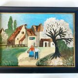 Naive village painting
