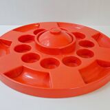Grand plateau vintage 1970 moulded plastic orange creations bismuth paris 7