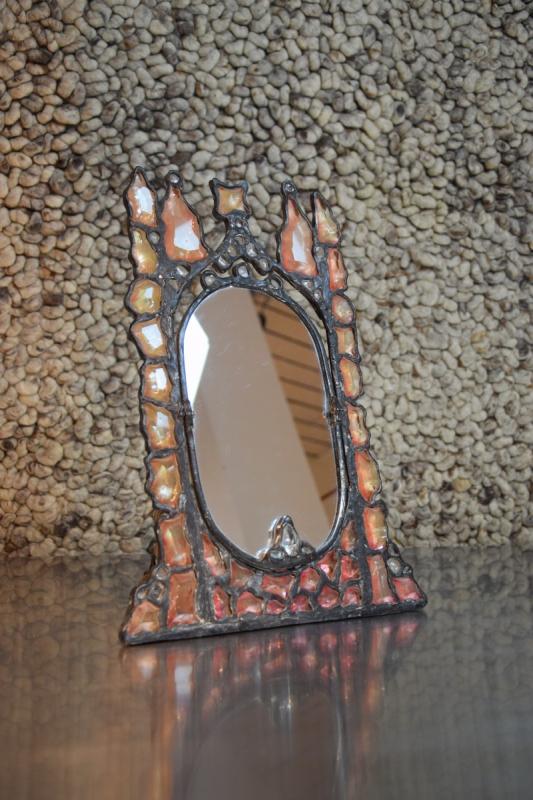 Tinted glass and lead mirror