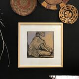 Female naked charcoal painting