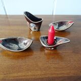 Jasba smoking set in brown red, four-piece Jasba ceramic set, table set, ashtray, candle holder hous