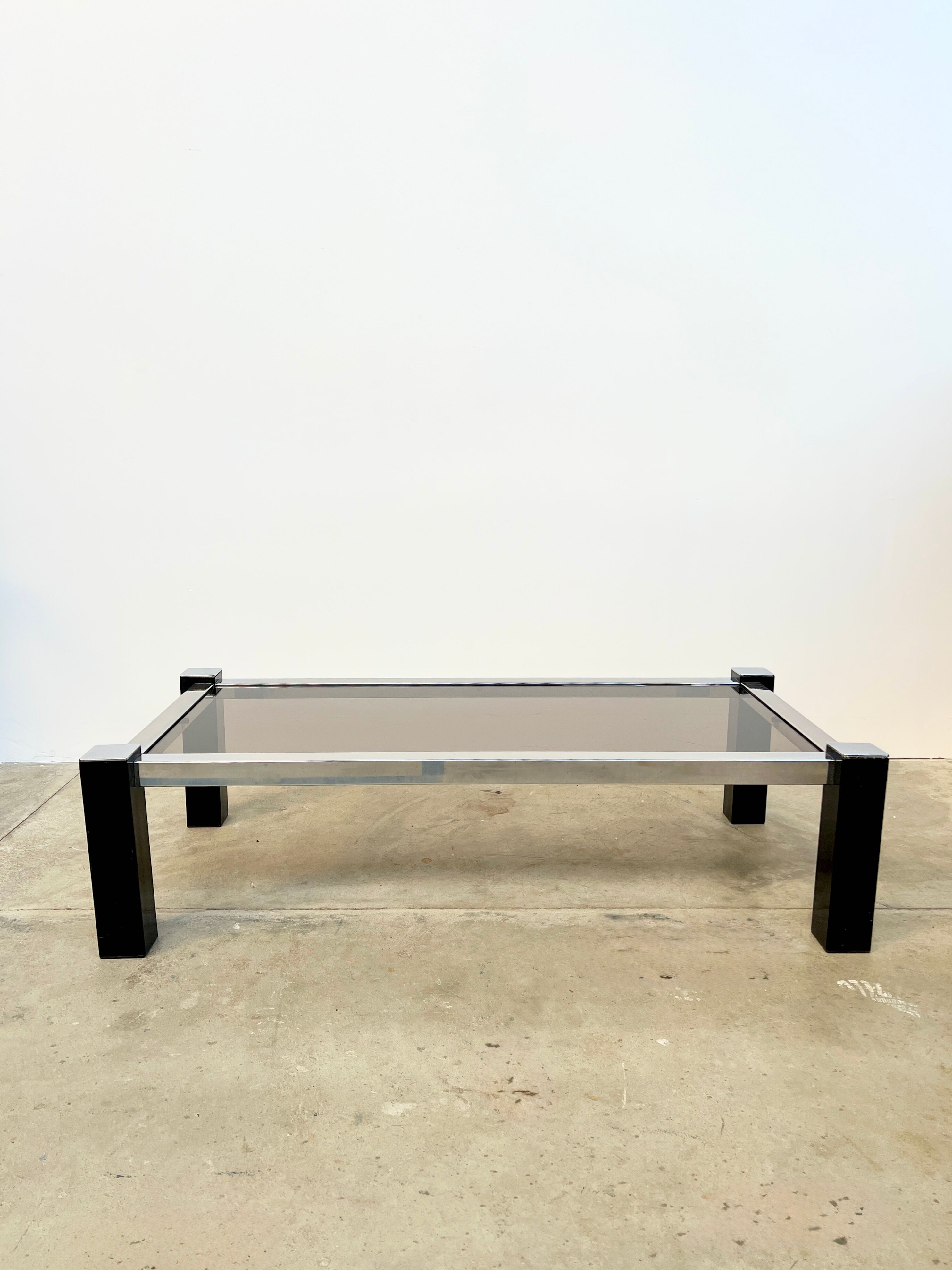 Black & Chrome Design Coffee Table – Smoked Glass