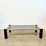 Black & Chrome Design Coffee Table – Smoked Glass