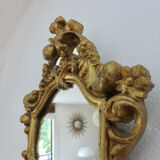 Baroque style mirror in gilded resin 60s 70s