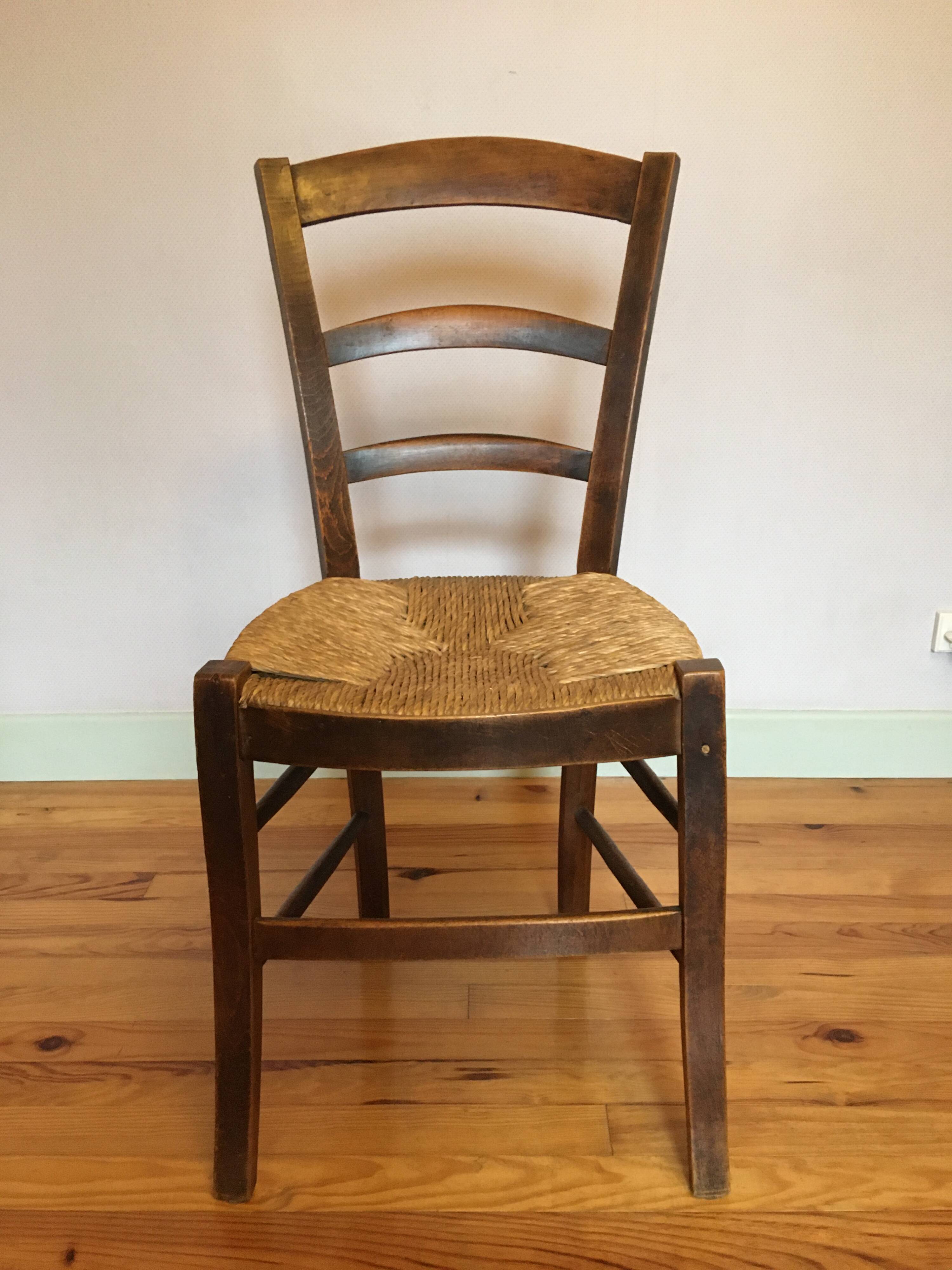 Chaise paillée bois