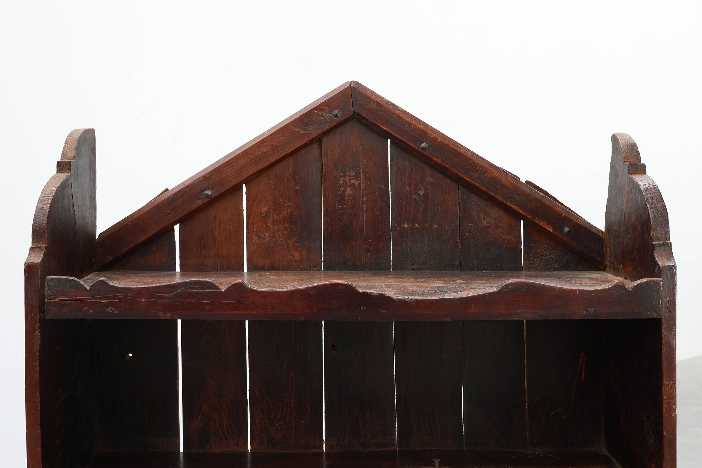 17th‑Century French Art Populaire Chestnut Cabinet with Gabled Top