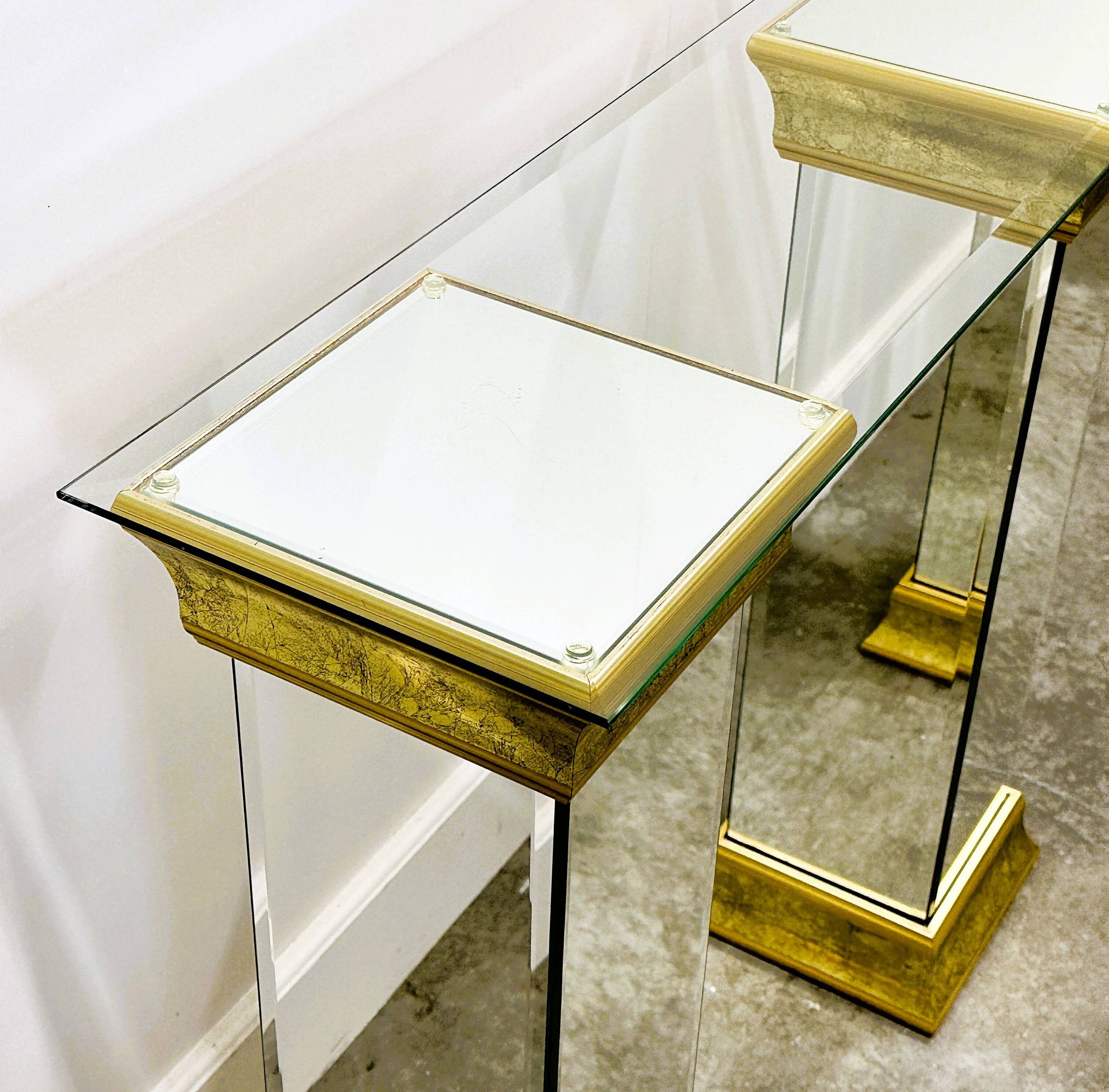Rare Pair Of Mirrored Plinths or Console By Deknudt, Belgium 1980s