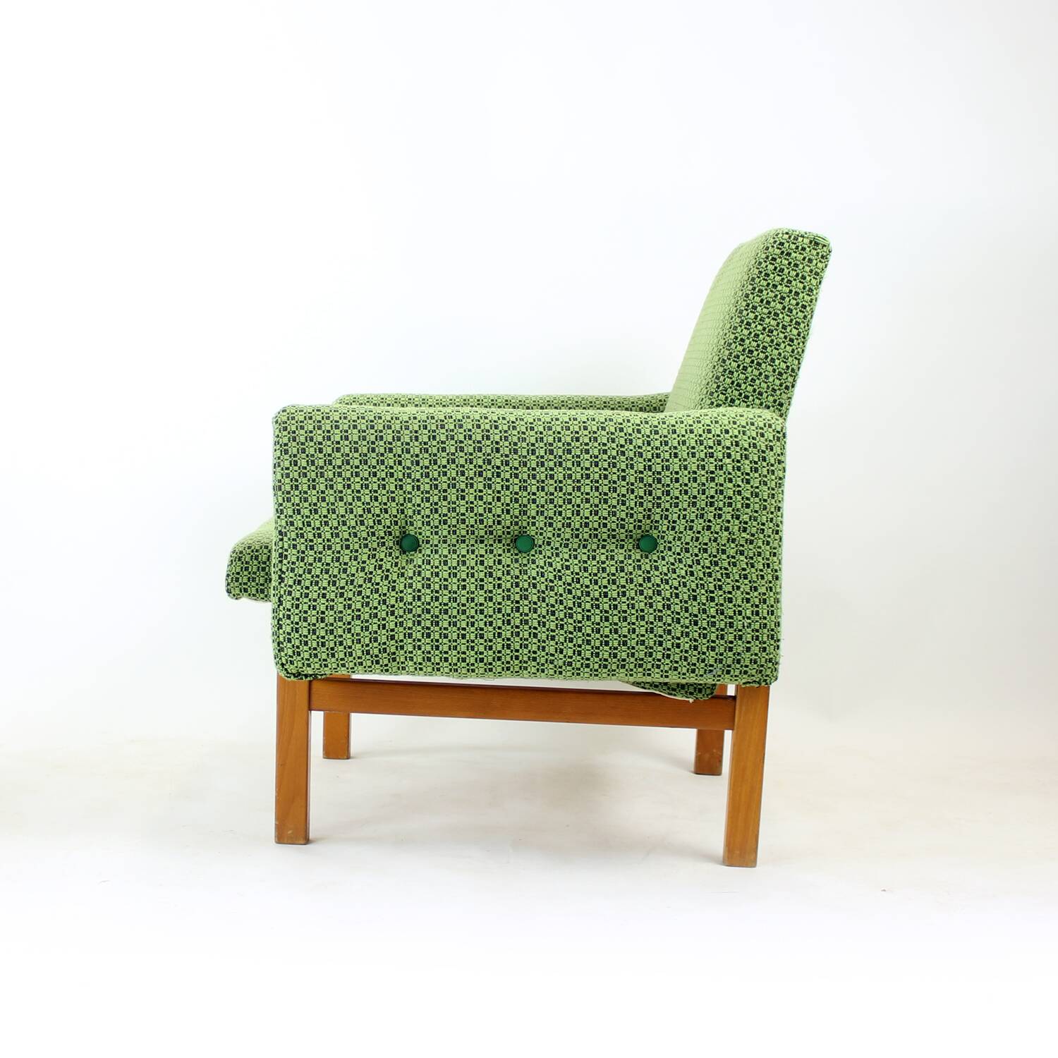Midcentury Armchair In Fabric & Beech, Czechoslovakia 1960s