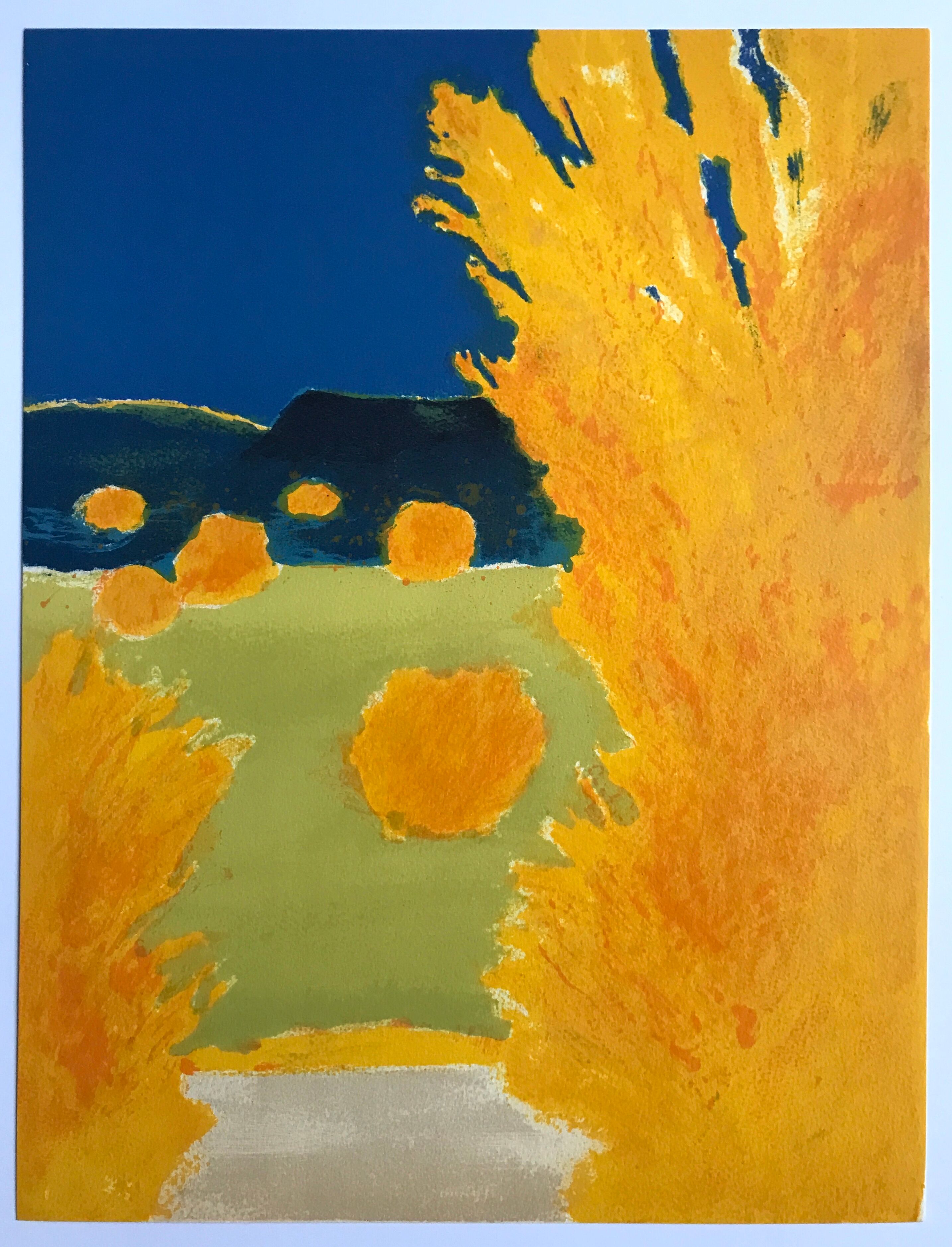 Original lithograph by Bernard Cathelin, the intelligence of flowers II, 1988