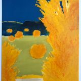 Lithographie originale de Bernard Cathelin, l'intelligence des fleurs II, 1988