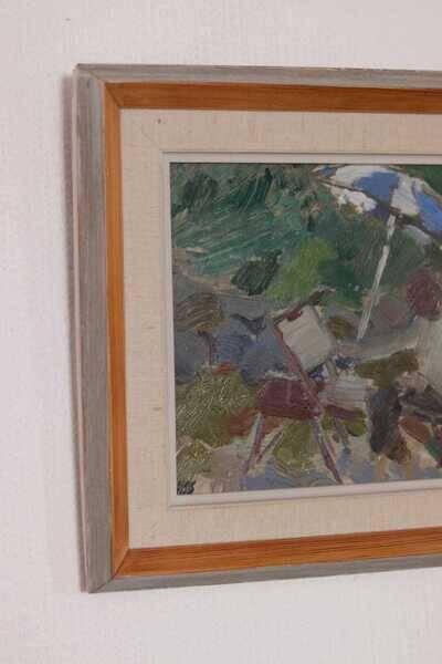 Original Swedish oil on panel – “Seated Figure” by Gösta Stawåsen – vintage & framed – 38 × 29 cm (15.0" × 11.4")