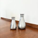Vintage pair of chrome vases from the 1970s.