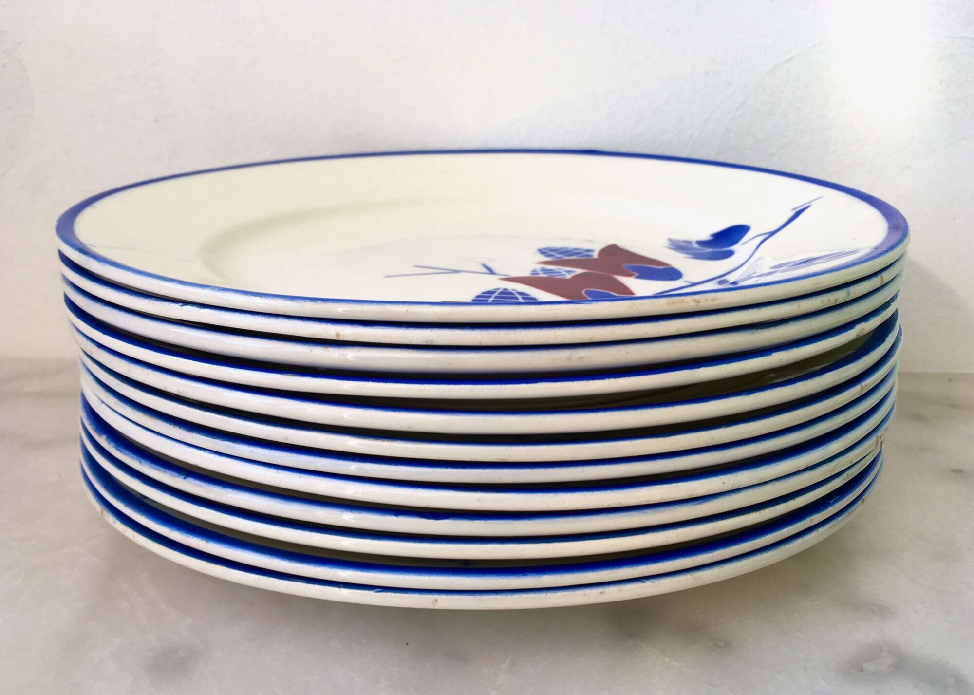 Set of 15 plates art nouveau kg lunéville