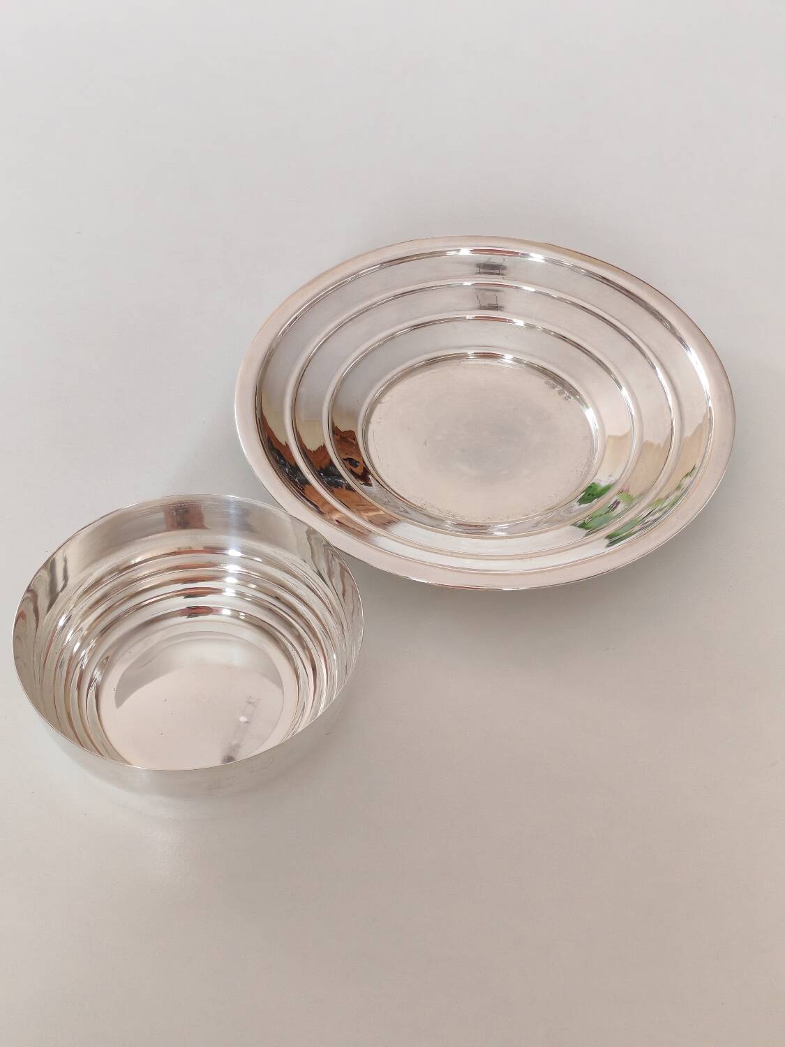 2 silver-plated metal ramekins