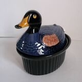 Zoomorphic duck terrine majolica slip