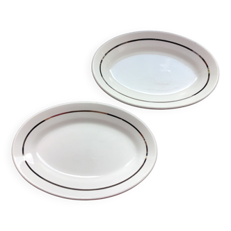 Set of 2 Sarreguemines raviers with silver edging