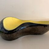 Yellow and black ceramic ashtray