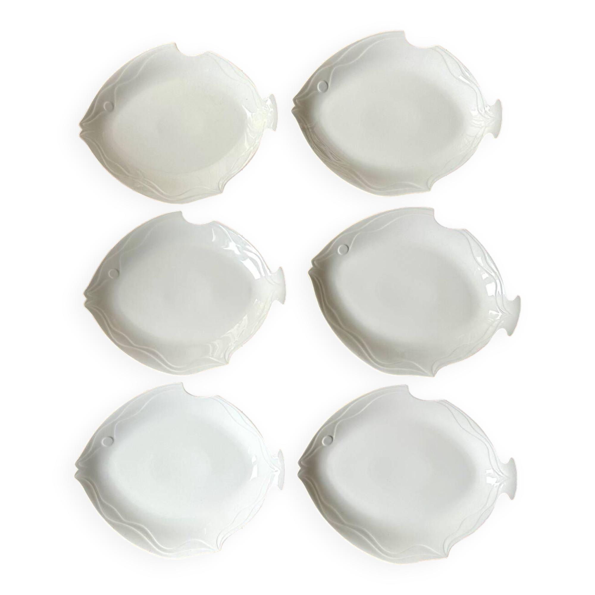 Set of 6 Royal Tettau German porcelain fish plates