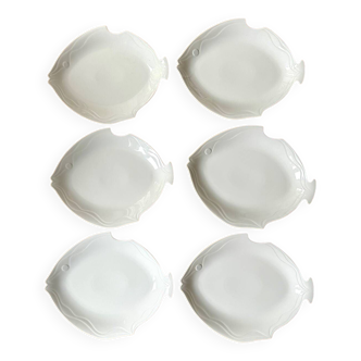 Lot de 6 assiettes poissons en porcelaine allemande Royal Tettau