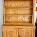 Buffet ancien à deux corps, vaisselier en chêne massif