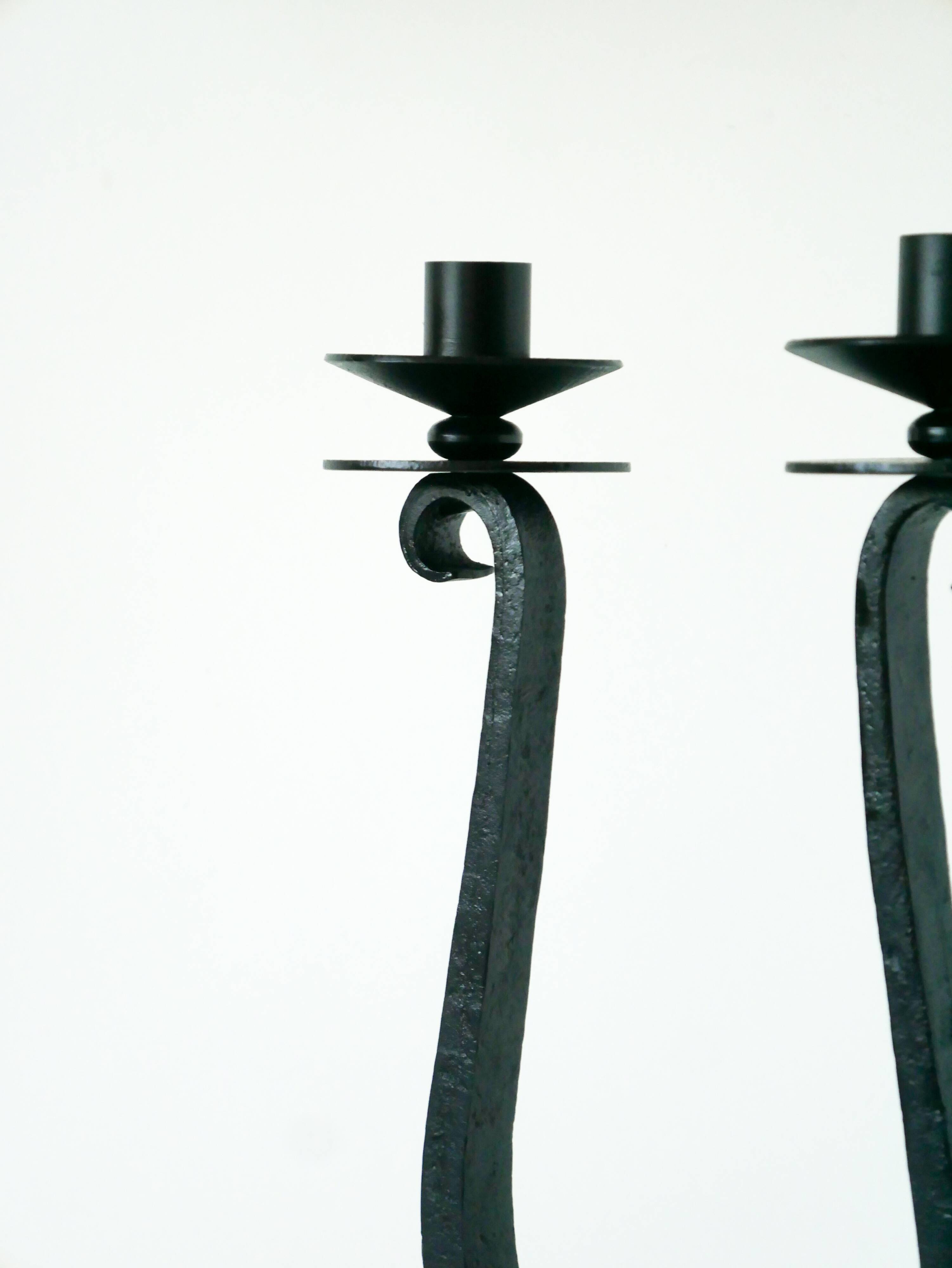 Large double wrought iron candle holder, Brutalist, 1970 - 39 X 21 cm