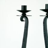 Large double wrought iron candle holder, Brutalist, 1970 - 39 X 21 cm