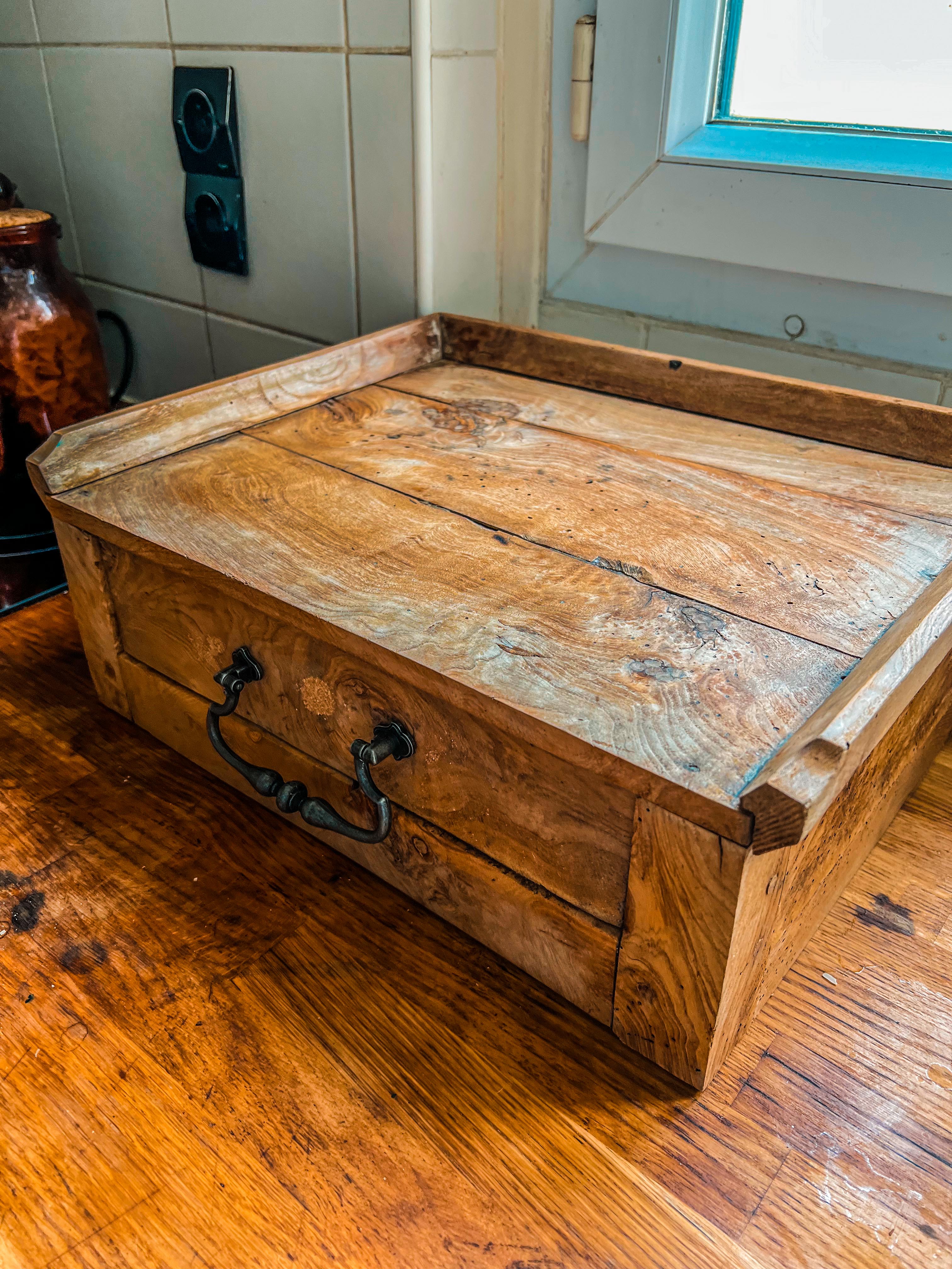 Olive wood storage cabinet