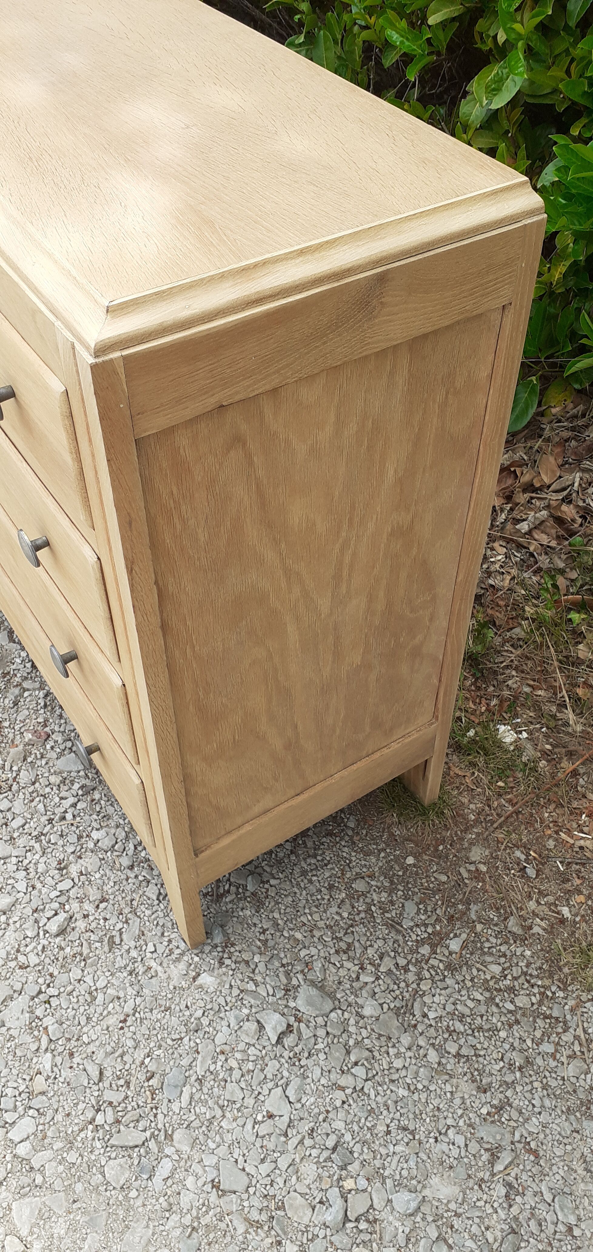 Chest of drawers 4 drawers oak feet compass vintage raw wood