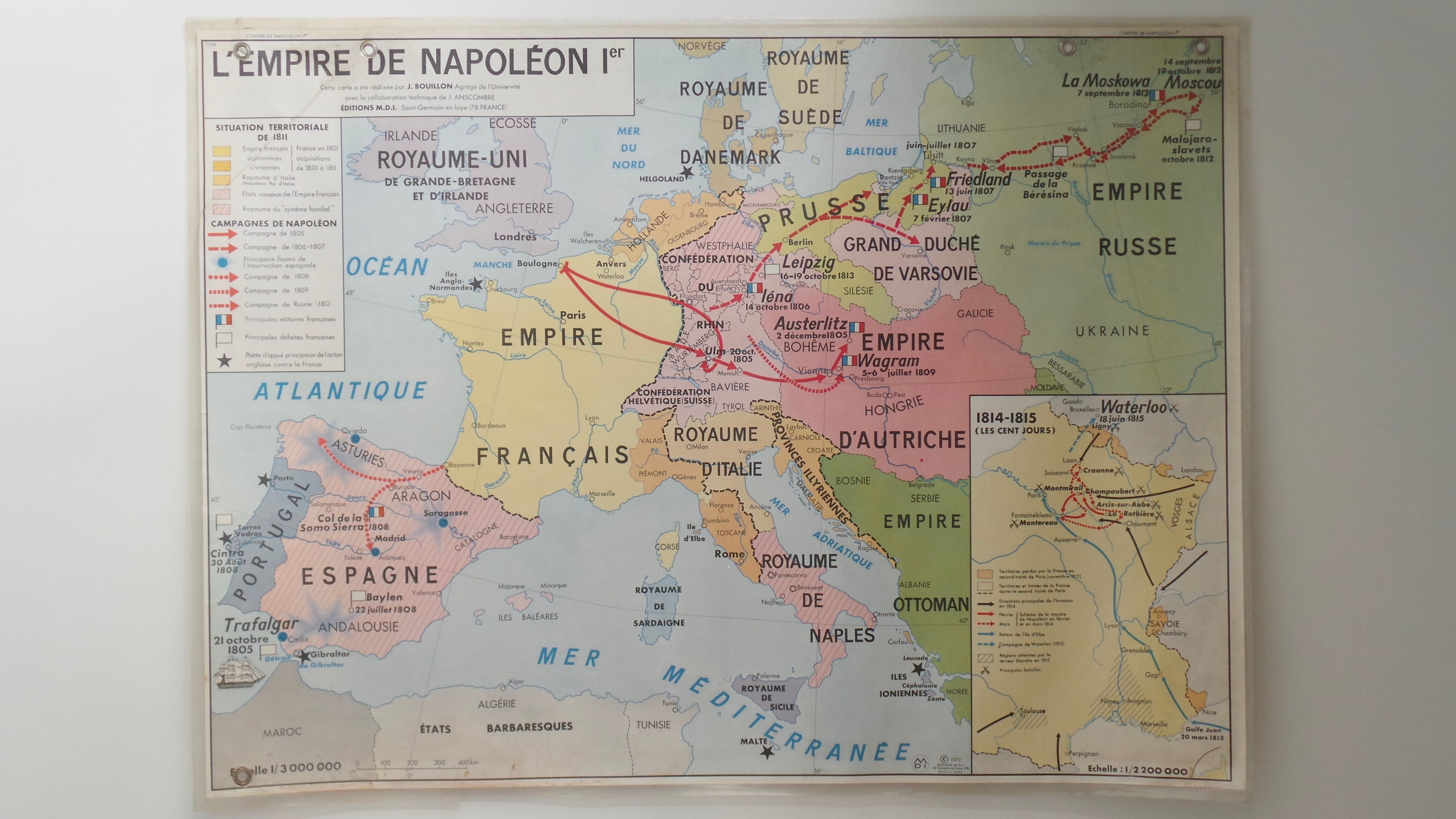 School map the empire of Napoleon 1st and the French revolution MDI 1972
