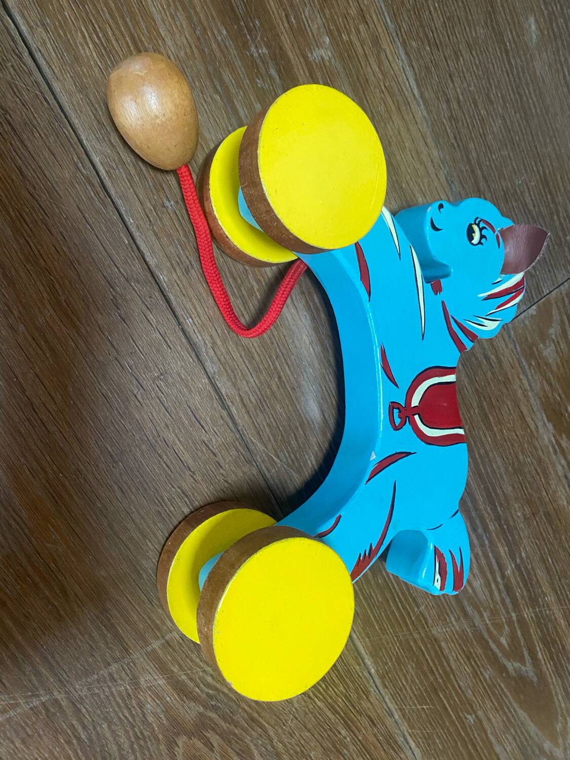Vintage wooden pull-along horse