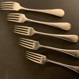 5 old table forks in silver metal Félix Frères