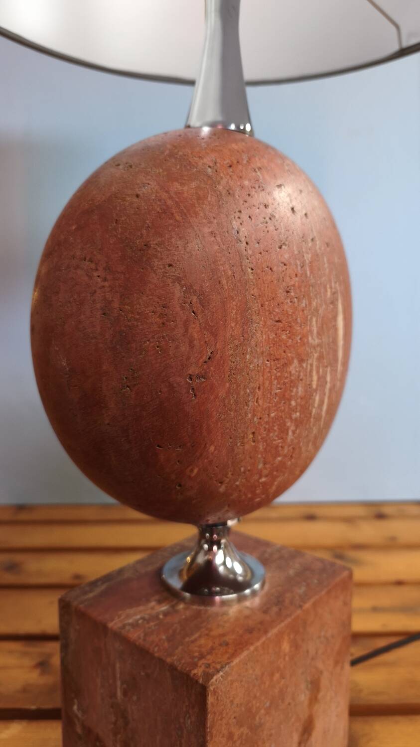 Lampe à poser en marbre rouge - style Barbier 1970