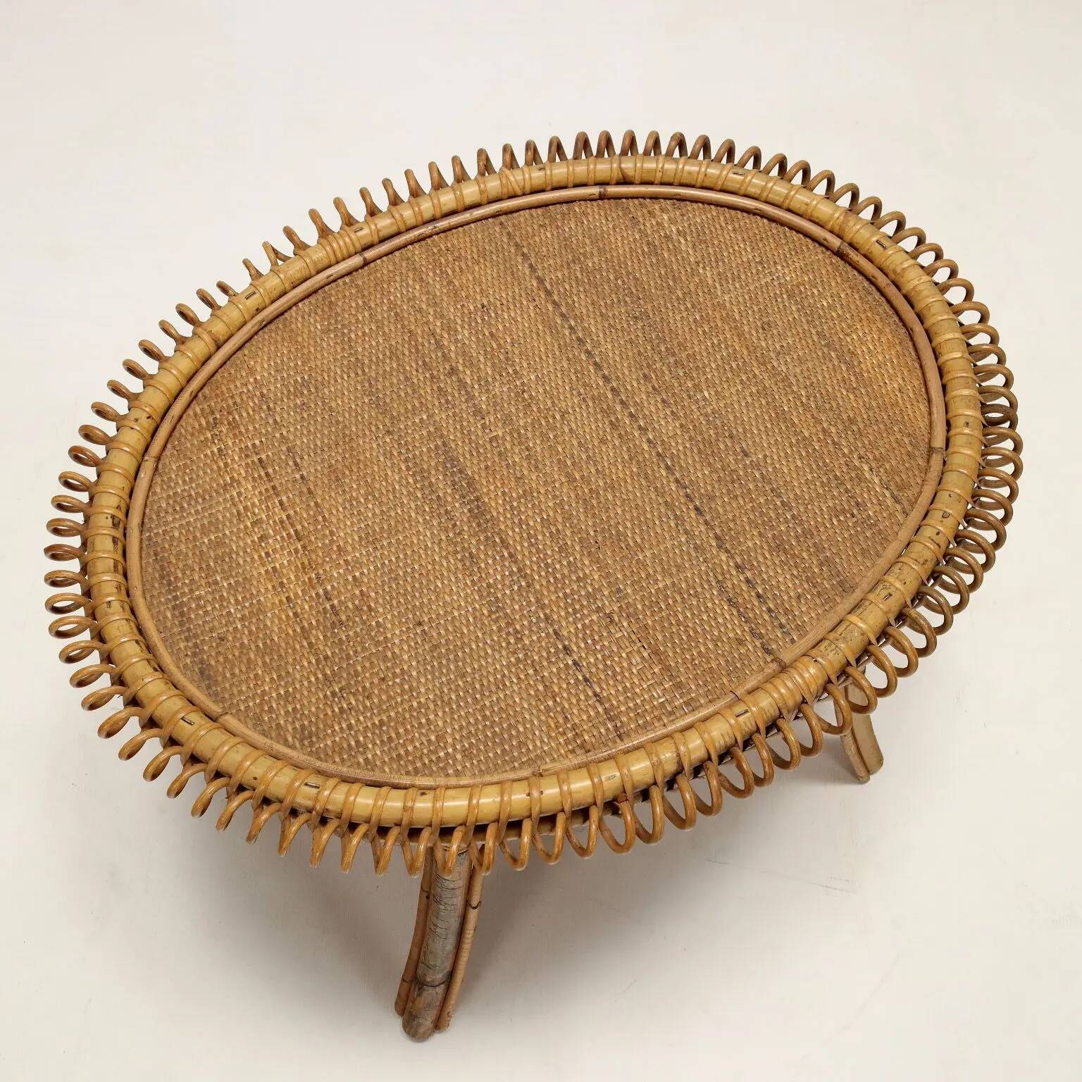 Vintage bamboo coffee table, Italy, 1950s-1960s.