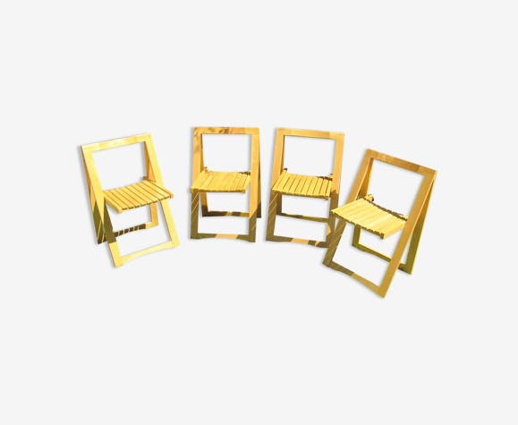 Set de 4 chaises pliantes en bois clair