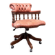 Classic English Chesterfield Desk Chair Salmon Colored