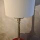 large 1970s luxury solid brass living room lamp with new linen shade 68x35