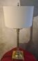 large 1970s luxury solid brass living room lamp with new linen shade 68x35