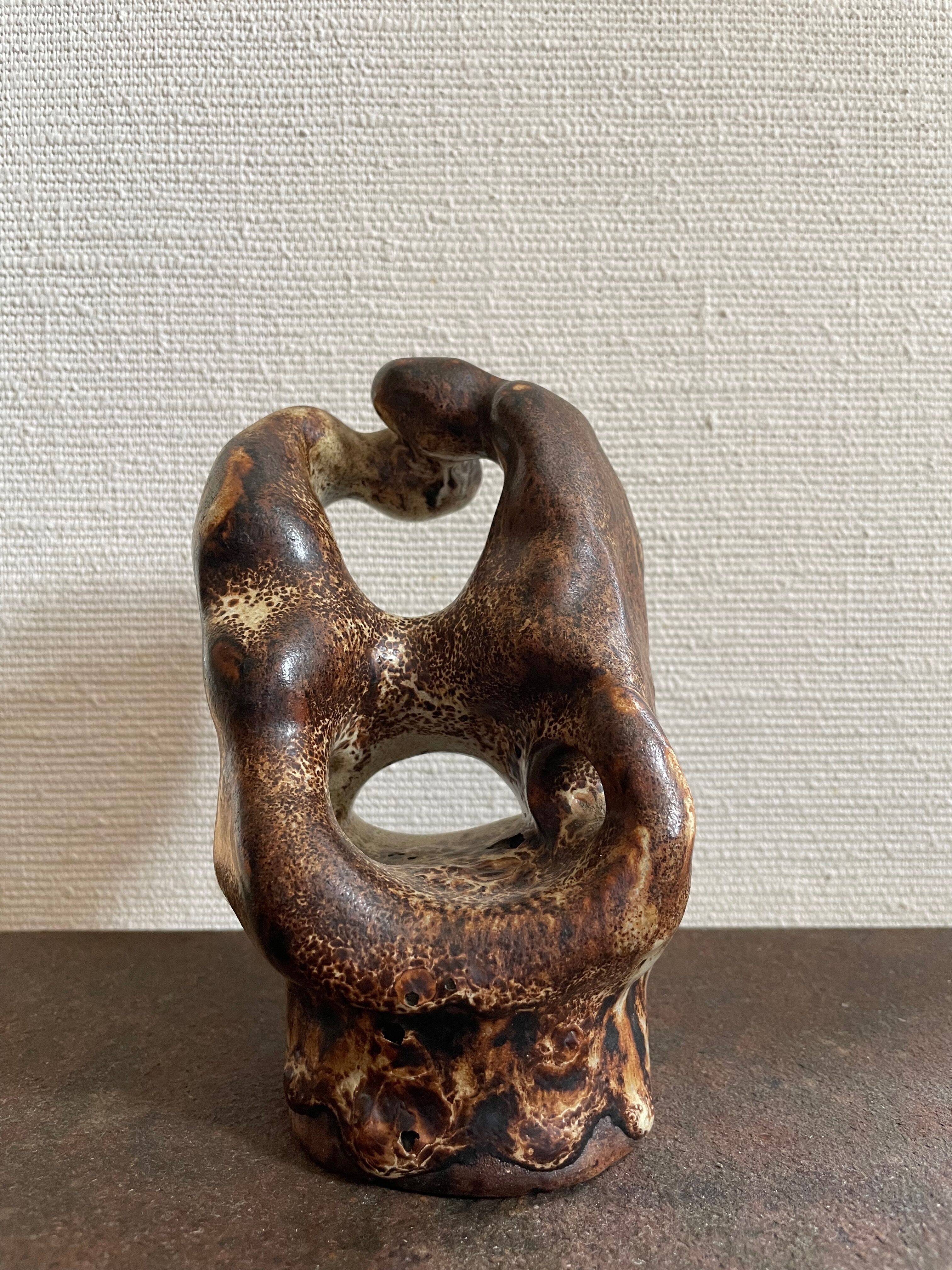 Ceramic sculpture couple that embraces, Rodin XXth