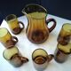 Amber glass cider or orangeade set for 6 people