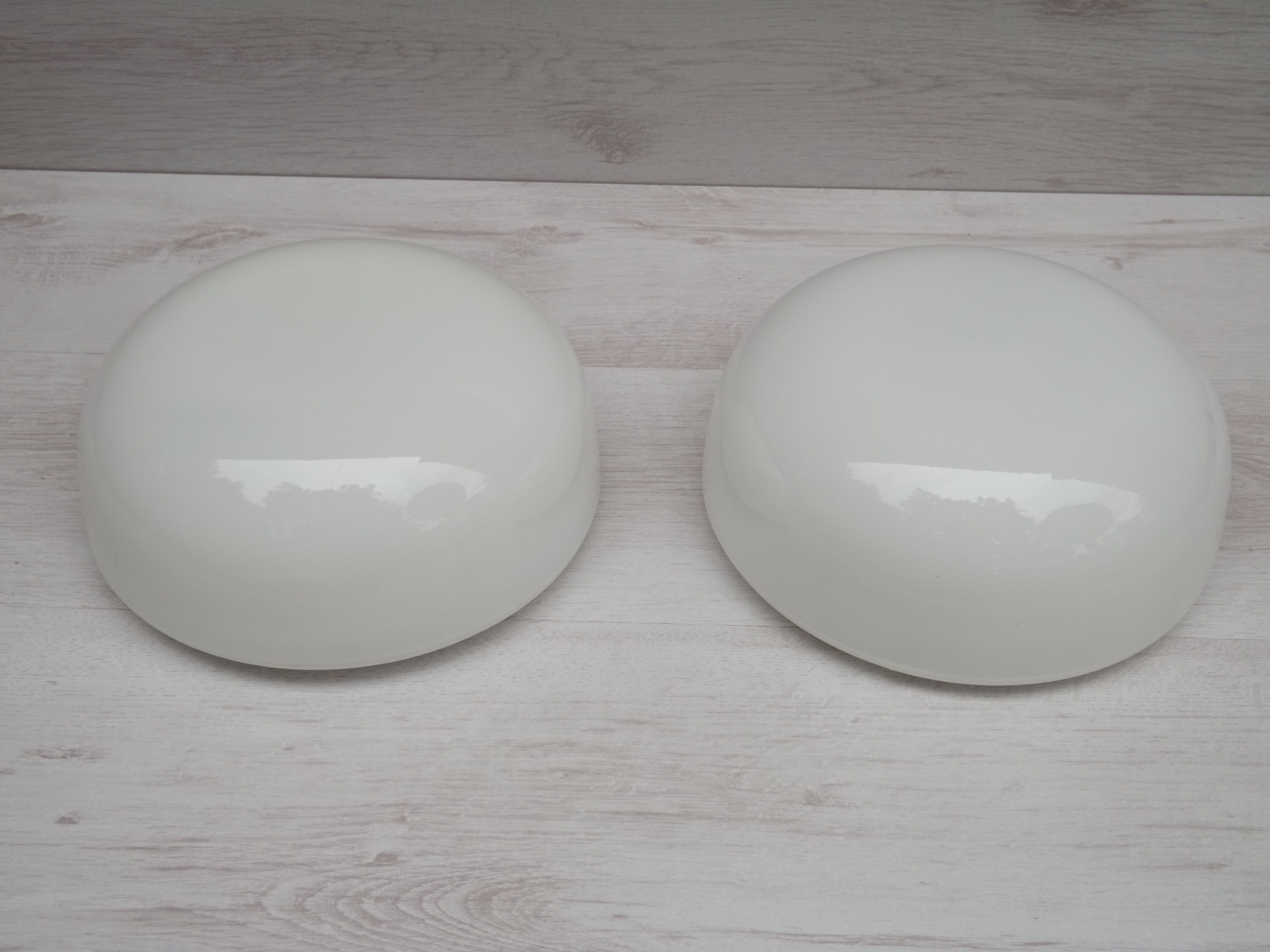 Set of two ceiling lights in white opaline, 60-70s