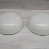 Set of two ceiling lights in white opaline, 60-70s