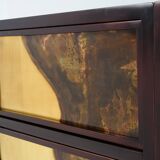 Large oxidized and patinated brass bar by Isabelle and Richard Faure 1970