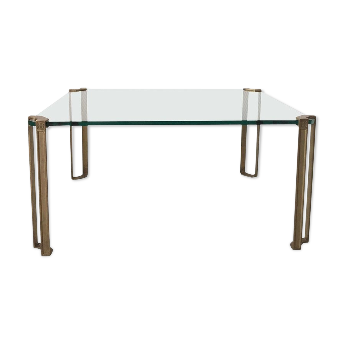 Glass and brass coffee table by Peter Ghyczy, 1970