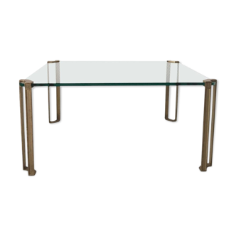 Glass and brass coffee table by Peter Ghyczy, 1970